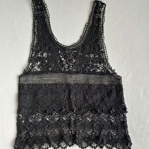 Lovely Whimsigoth Crochet Lace Tank Crop Top Size SM ***with flaws****